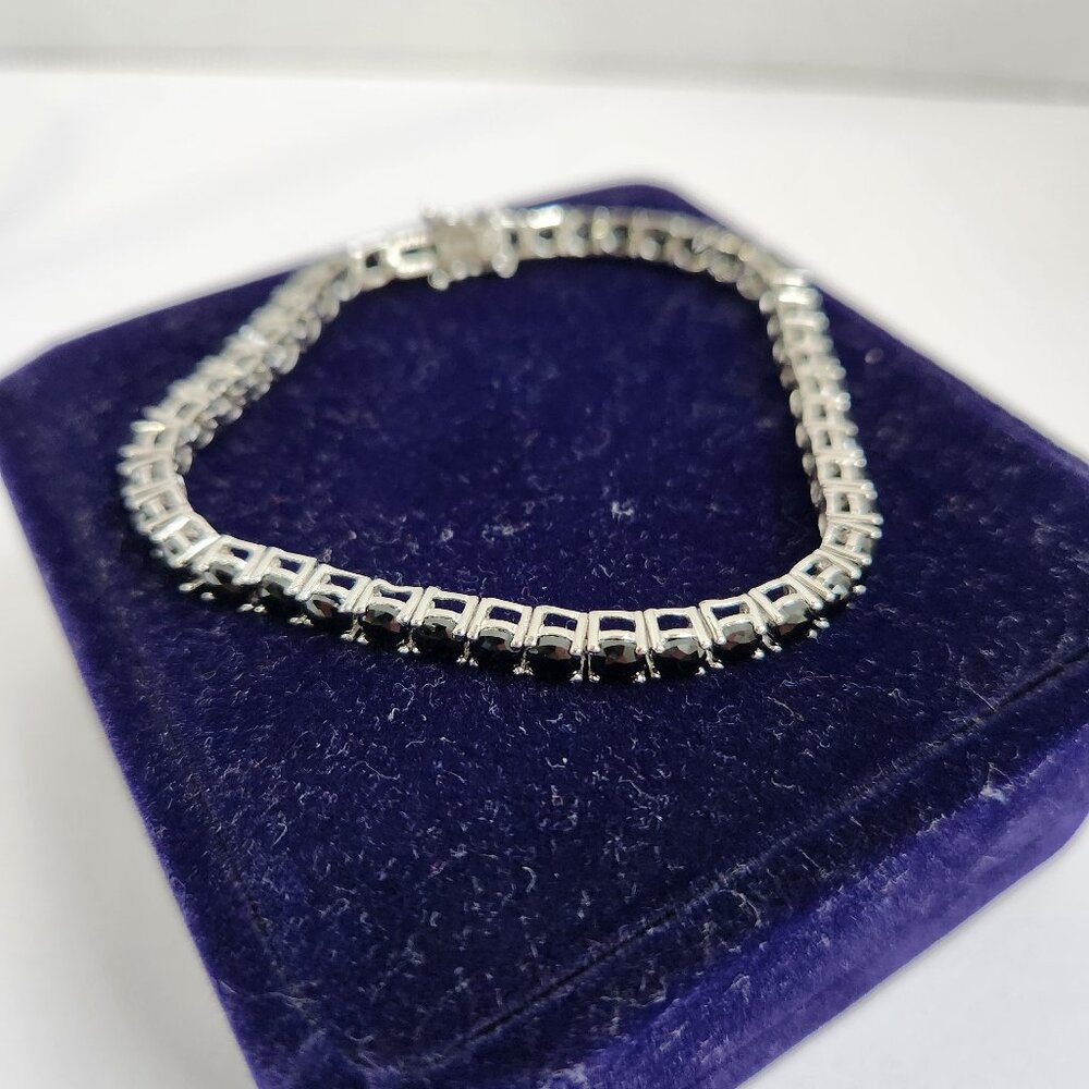 VTG NIB 925 Black Spinel Eternity / Tennis Bracelet 12.00ctw. 7.25 in length - Picture 7 of 10
